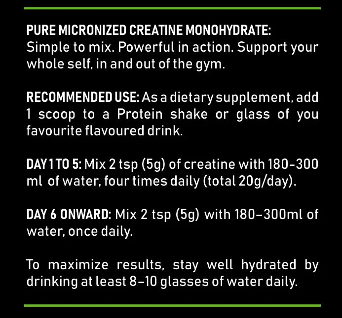 100% Pure Micronised Creatine Monohydrate
